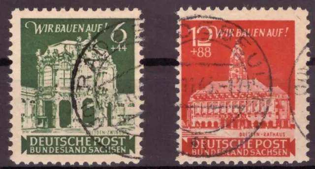 SBZ Ost-Sachsen MiNr 64 + 65 gestempelt Bogenentwertung