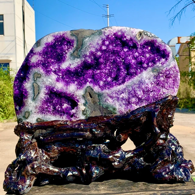 24.53LB Natural Amethyst geode quartz cluster crystal specimen Healing