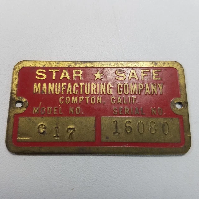 Vintage Star Safe Badge Model C17 Compton California