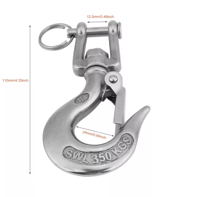304 Stainless Steel Swivel Eye Clevis Lifting Chain Snap Hook 350KG Working Load