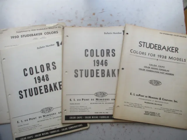 ORIGINAL Paint Color Chip Charts for Studebaker Automobiles 1938-1952 30+ Sheets