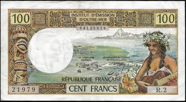 Polinesia Francese - banconota Della 100 Franchi Papeete 1969 Ttb ! P #23