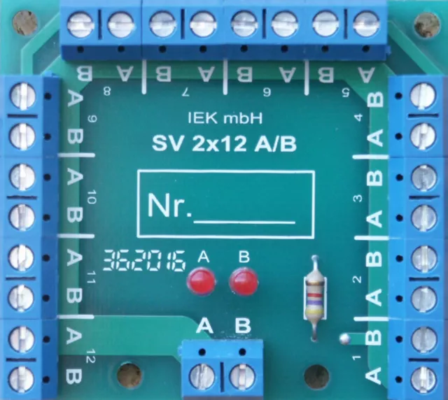 Stromverteiler SV 2x12 AB  LED, Statusanzeige, 2 Eingänge 24 Ausgänge, Verteiler