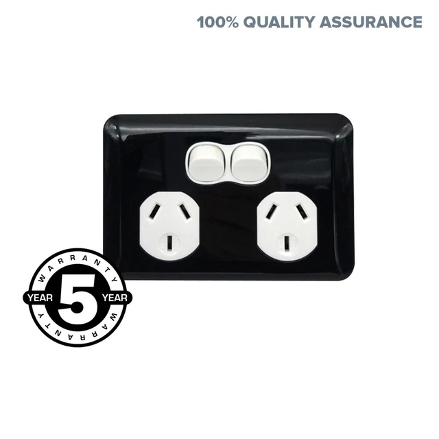 WAFER 10 AMP 3 Pin Slim Double Power Point Outlet Twin Socket DGPO ...