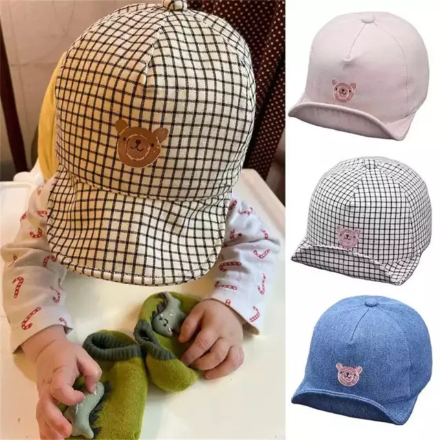 Baby Girl Boy Baseball Cap Newborn Cotton Beret Hats Striped Bear Toddler