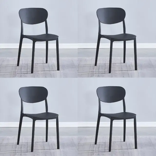 Pack 4 sillas de diseño negras, plásticas - Vigone