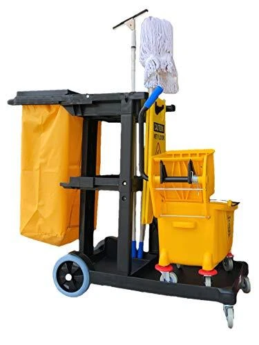Simpli-79191 Janitorial Cart Commercial Yellow/Grey
