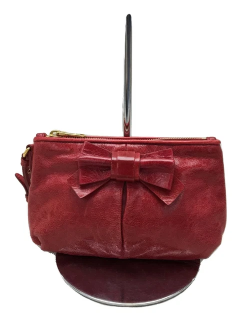 MIU MIU ◆Pouch / Leather / RED // Ribbon Motif VITELLO LUX