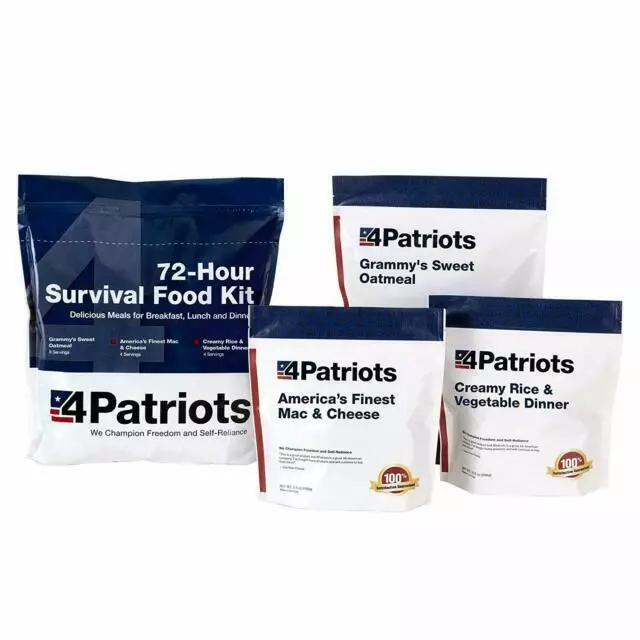 Kit de suministro de alimentos 4Patriots 72 horas - supervivencia, emergencia o camping - 20 porciones