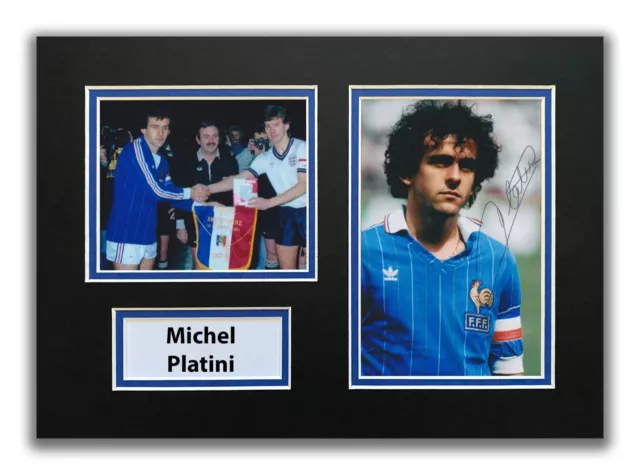 Display Fotografico Montato A4 Firmato A Mano Michel Platini - Autografo Francia