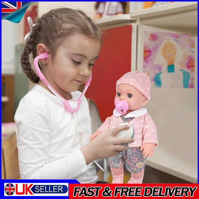 12-inch Real Life Baby Dolls Soft Body Full Vinyl for Kids Age 3+ (Light Grey) U