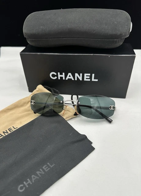 CHANEL Oval Rimless Sunglasses Coco Mark Logo Model 4002-Box ,Cloth Bag & Cloth