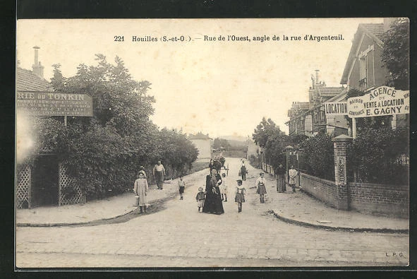 CPA Houilles, Rue de l'Ouest, angel de la Rue d'Argenteuil, street views