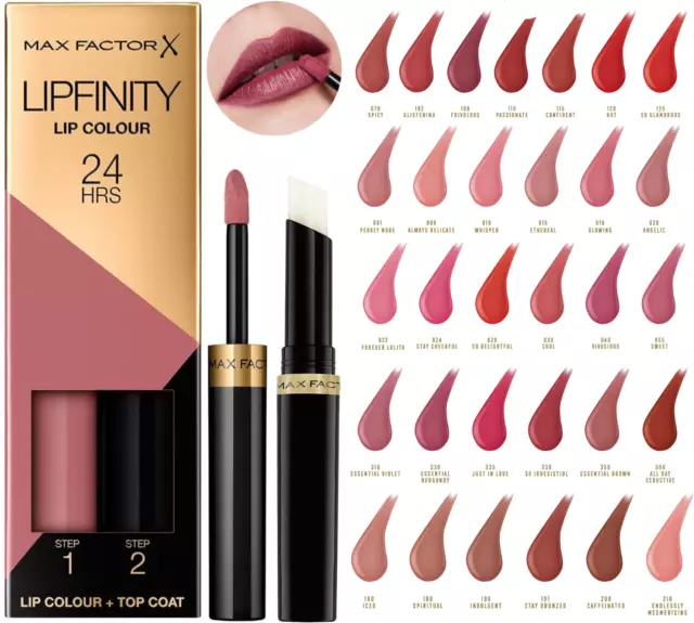 MAX FACTOR Lipfinity 2 Step Lip Colour + Top Coat 24Hrs Lip Tint Lipstick ORIGIN