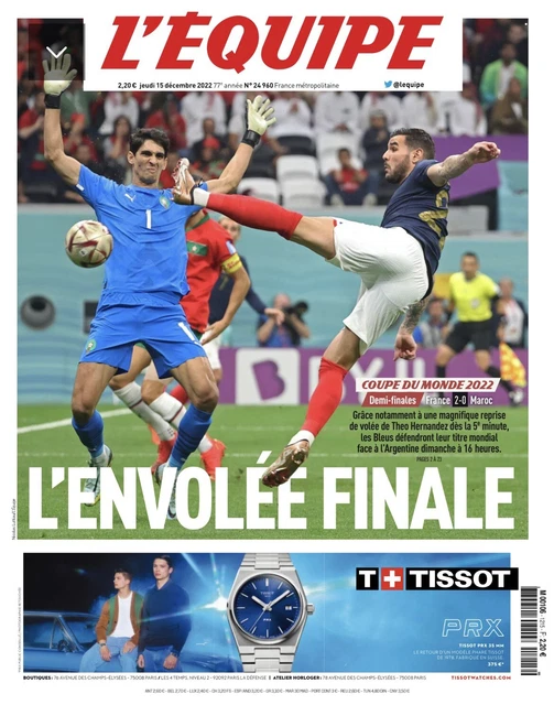 JOURNAL L’EQUIPE N°24960 Du 15/12/2022 L’envolée Finale Maroc Mbappé