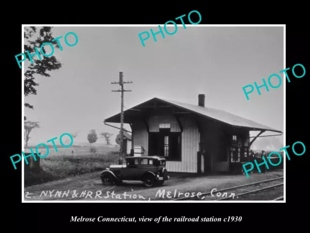 OLD LARGE HISTORIC PHOTO OF MELROSE CONNECTICUT THE RAILROAD DEPOT c1930