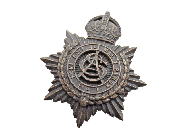 WW1 ERA ARMY Service Corps (ASC) Officer's Bronze Two Piece Cap Badge £ ...