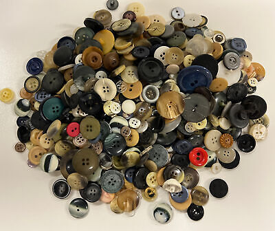 1 Pound Of Mixed Vintage Buttons Assorted Styles & Sizes & Colors Button Lot