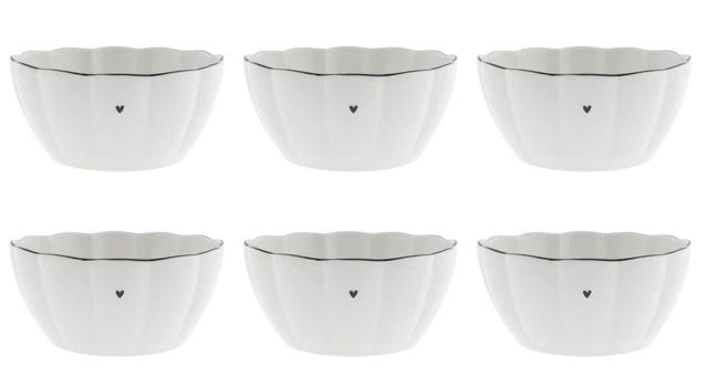 6er Set Cereali Stropicciato Cuore Ondulato Nero Cuore 15cm Bastion Collezione