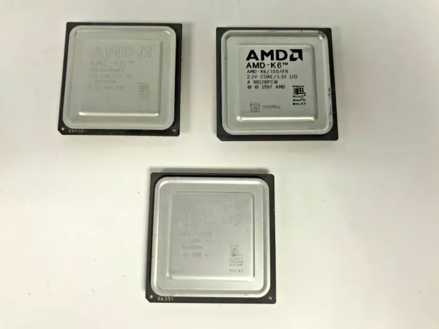 Lot of 3 AMD K6-2/300AFR Vintage CPU Processors