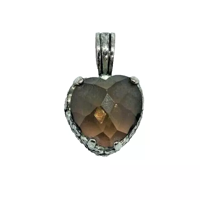 VINTAGE AMETHYST FACETED Glass Heart Pendant 1.25