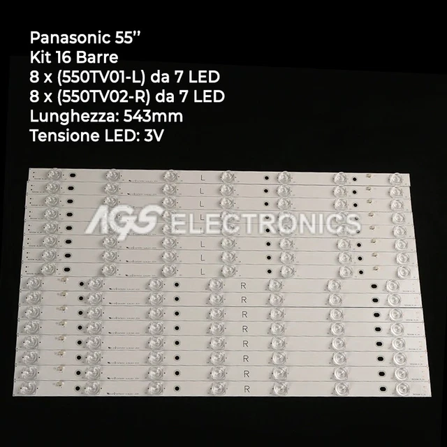Kit 16 Barres LED Pour TV Panasonic TX-55DX650B – 550TV01 550TV02 – Neuf