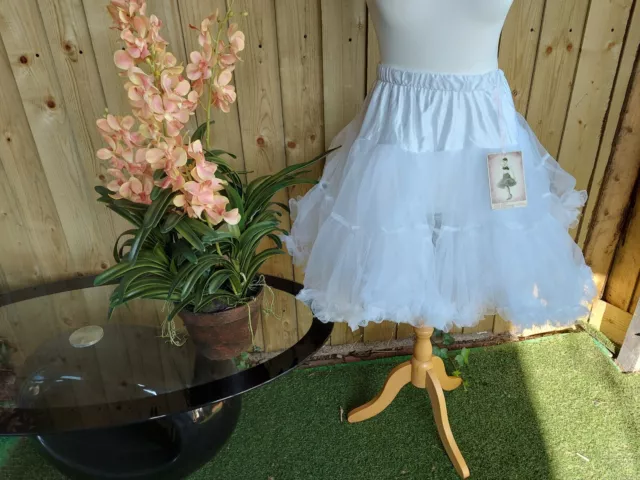 L Xl Xxl 14 16 18 Bnwt Hell Bunny Petticoat Short White 20.5" Rockabilly Bridal