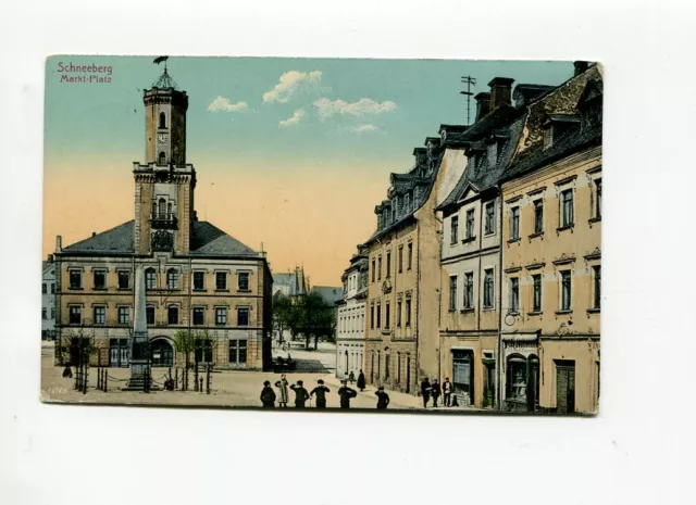 Ancienes Ak Schneeberg Markt-Platz Courrier Militaire 1915 09