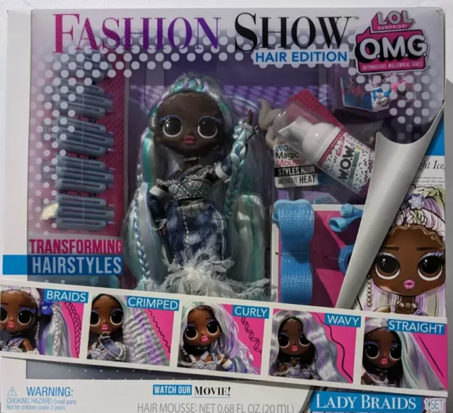 LOL SURPRISE OMG Fashion Show Hair Edition LADY BRAIDS Fashion Doll NEW