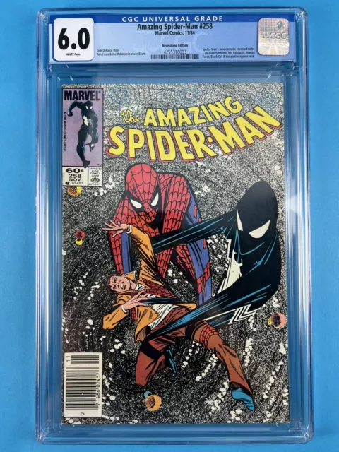 Amazing Spider-Man #258, CGC 6.0 White, 1st Bombastic Bag Man and suit is Venom