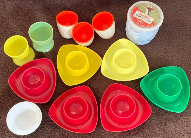 Retrò 13tlg. Portauova - Vero Vintage Colorato Plastica Rosso Giallo Verde