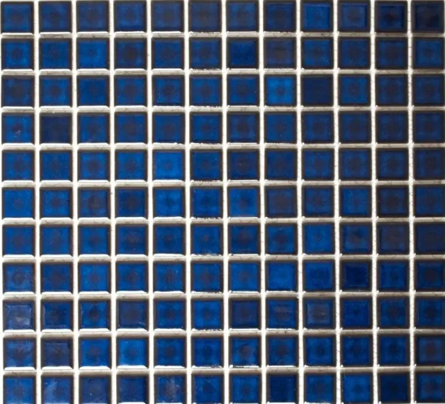 Piastrella mosaico schermo doccia ceramica blu cobalto lucida 18-0405 | 1 foglio