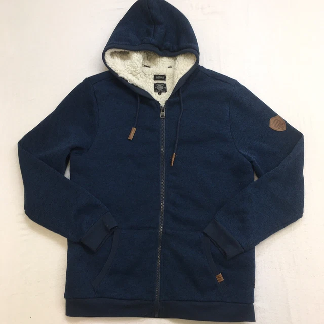 BUFFALO DAVID BITTON Hoodie Men's XL Blue Black Heavy Sherpa Lined Full Zip