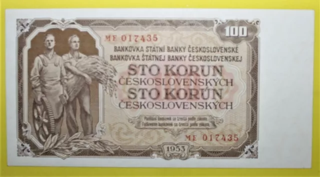 S12 - Czechoslovakia 100 Korun 1953 Uncirculated Banknote  P. 86 *** Beautiful