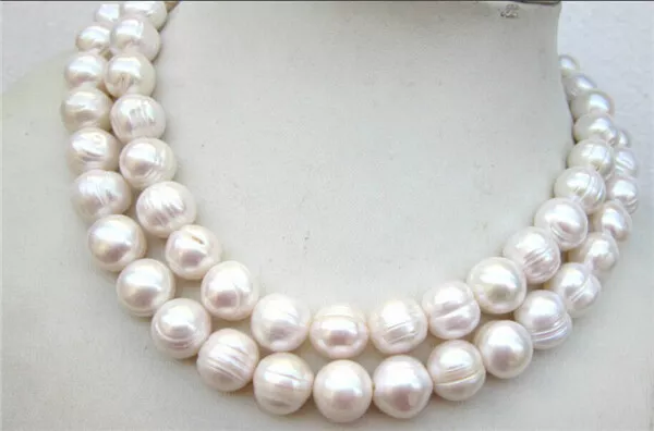 Real Natural Huge 35" 11-12Mm Akoya White Baroque Freshwater Pearl Necklace