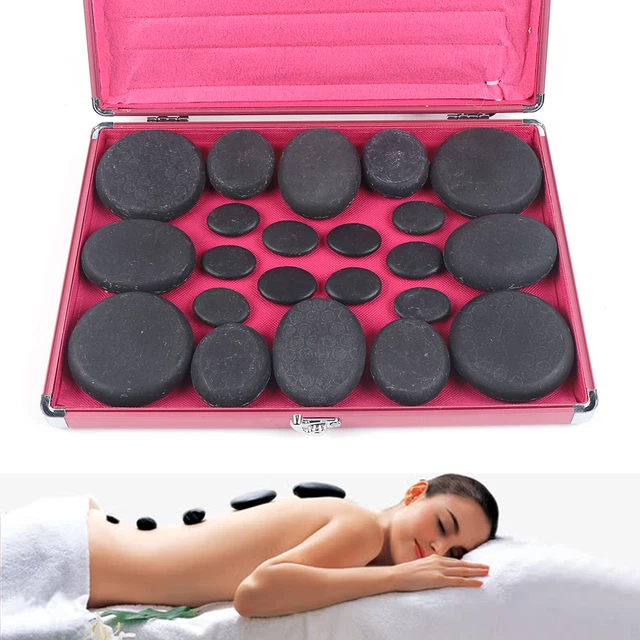 Set 20 pz pietre calde con scatola riscaldante Hot Stone Wellness massaggio trattamento termico