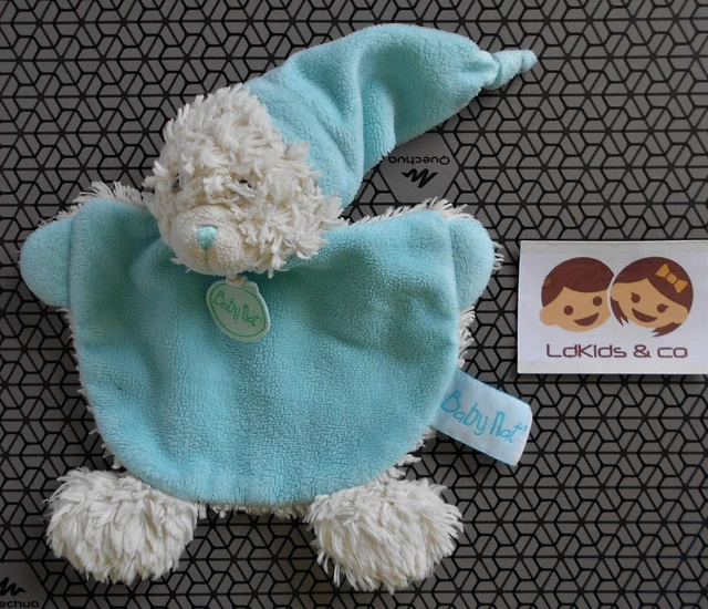 DOUDOU Babynat Baby nat' OURS OURSON LES CALINS BLANC BLEU / VERT 20 cm D1251