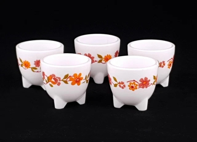 Vintage Arcopal France  Scania  Egg Cups X 5  Milk Glass