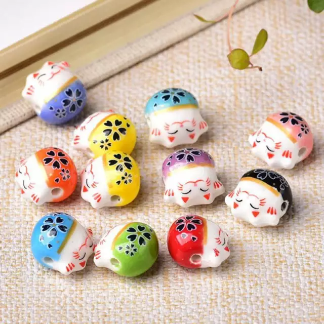 5pcs 14mm Fortune Cat Claws Loose Ceramic Porcelain Beads for Jewelry Making