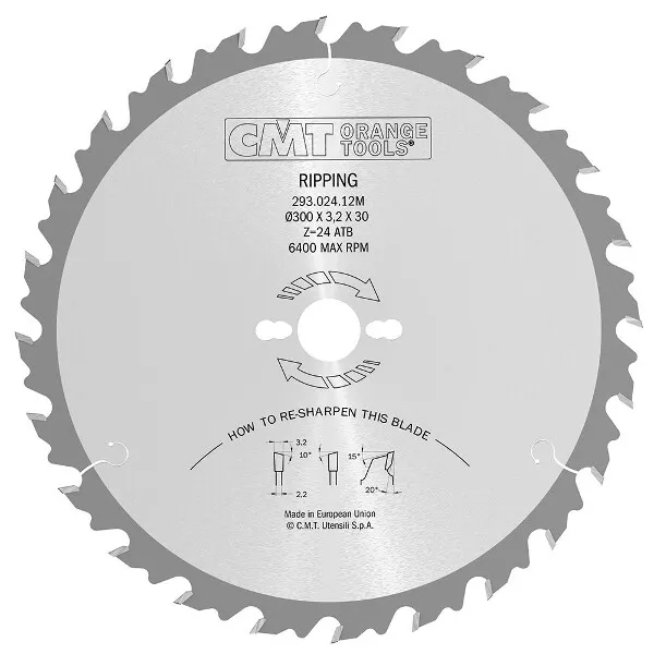 285-290-293 Cmt Lames Circulaires Industrielles Avec Limiteur Pour Coupes En Lon