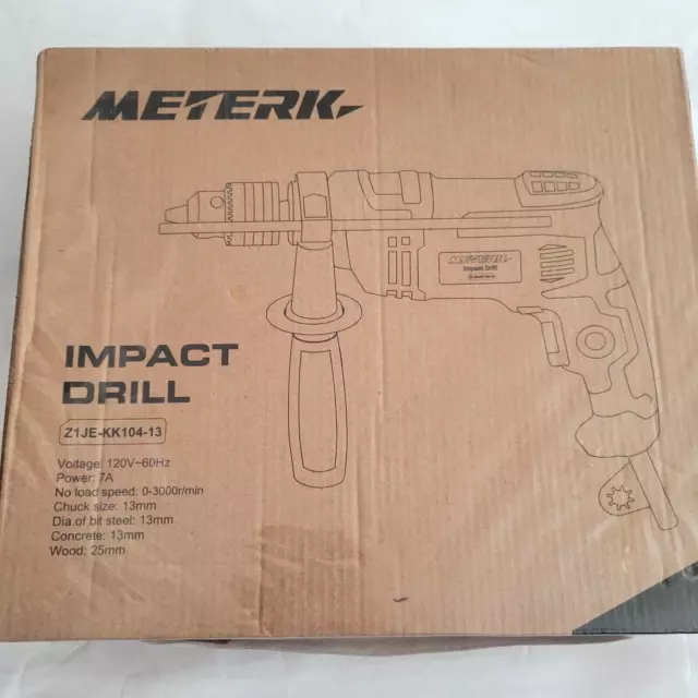 Meterk Impact Hammer Corded Drill Z1JE-KK104-13, 120V-60Hz, 0-3000r/min, 7.0Amp