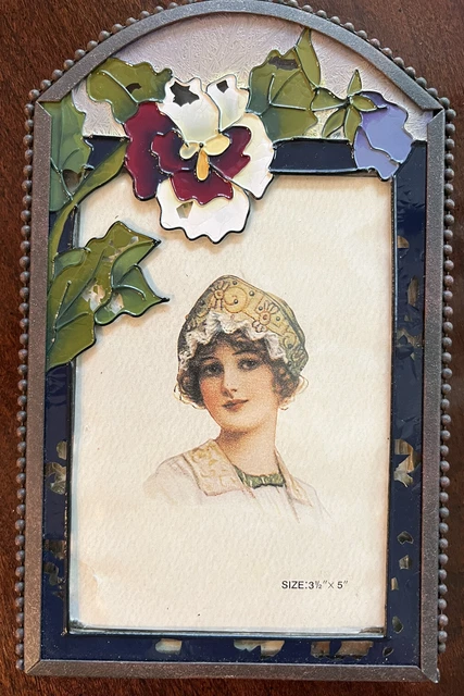 Tiffany-style Floral Motif 3.5" x 5" Metal Picture Frame EASEL ~ NEW Tiffany-style Floral Motif 3.5" x 5" Metal Picture Frame EASEL ~ NEW