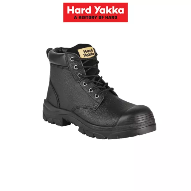 Mens Hard Yakka Gravel Emboss Lace Black Boots Steel Cap Work Safety Safe Y60086