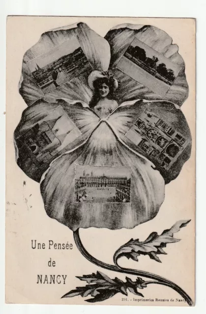 NANCY - CPA 54 - Carte Souvenir de Nancy - Femme Pensée Multi vues