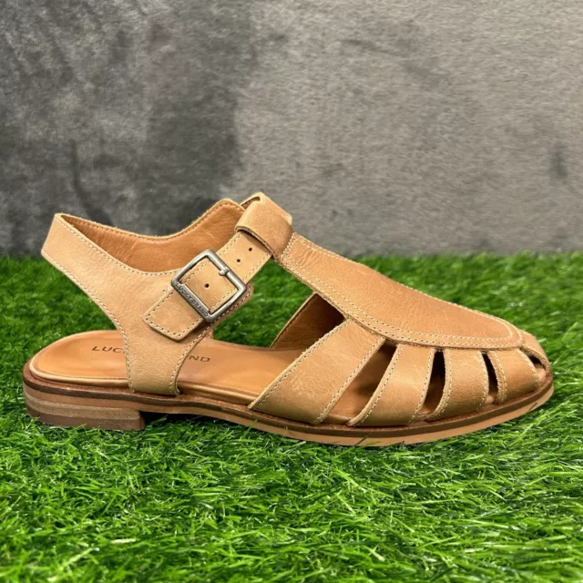 Lucky Brand Dallila Sandals Womens 6 M Brown Fisherman Leather Buckle Casual