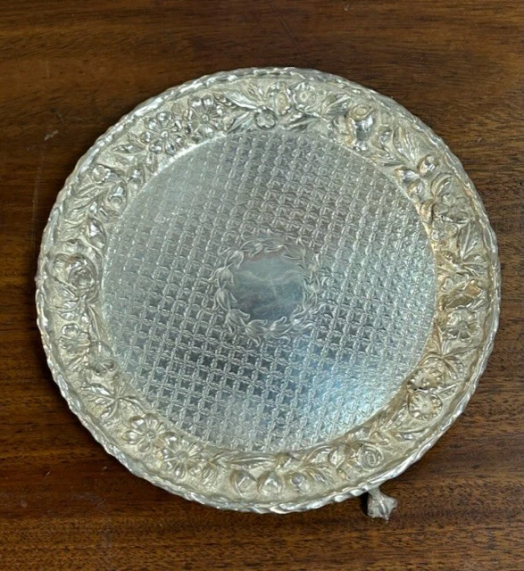 S. Kirk & Son Co. Sterling Silver Repousse Salver / Tray Footed No Monongram.