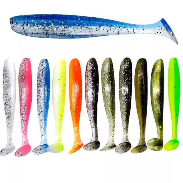 50 Pack Soft Lure Shad Wobbler Silicone Bait Sea Worm Swimbait Streamer Lure