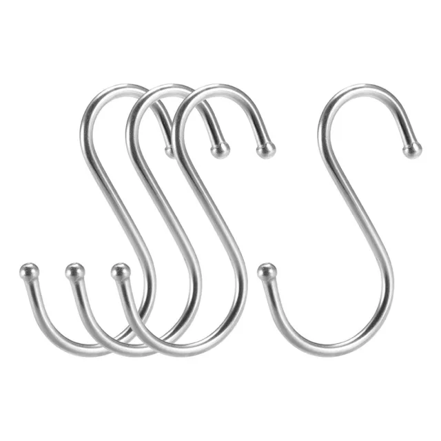 Stainless Steel S Hooks 3.2" S Shaped Hook Hangers Multiple Uses 4pcs