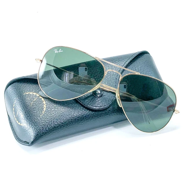 RAY BAN AVIATOR Gold Frame Green Lens RB3025 Large 58 Sunglasses In