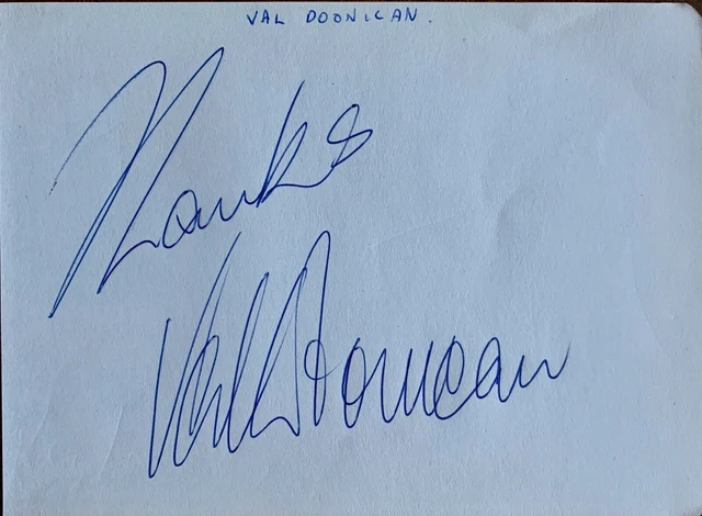 Val Doonican The Irish Popular Singer , Genuine Clear  Autograph